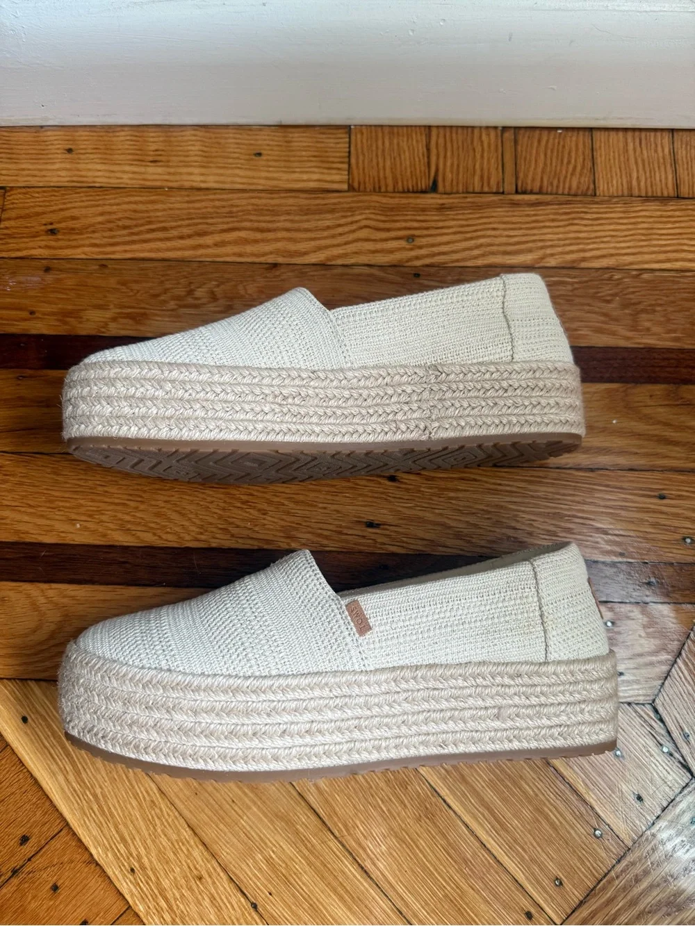 TOMS Valencia White Canvas Platform Espadrilles